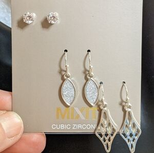 Mixit‎ Set of Three Silver Earrings